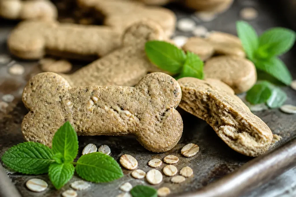 Mint Oatmeal Dog Biscuits for Fresh Breath and Wags