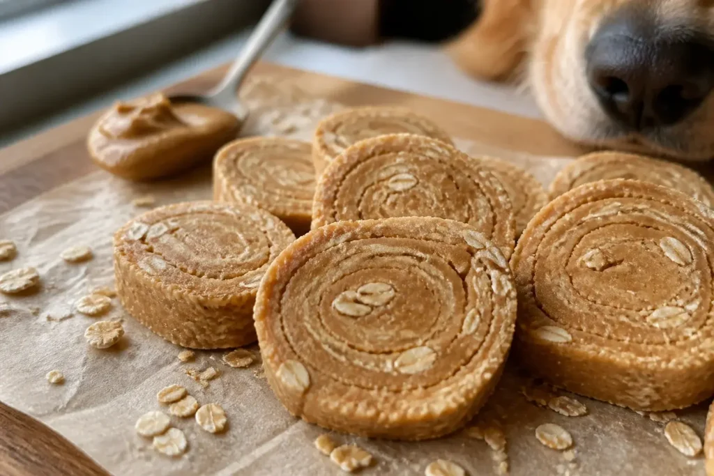 Peanut Butter Oat Dog Pinwheels Dogs Go Nuts for